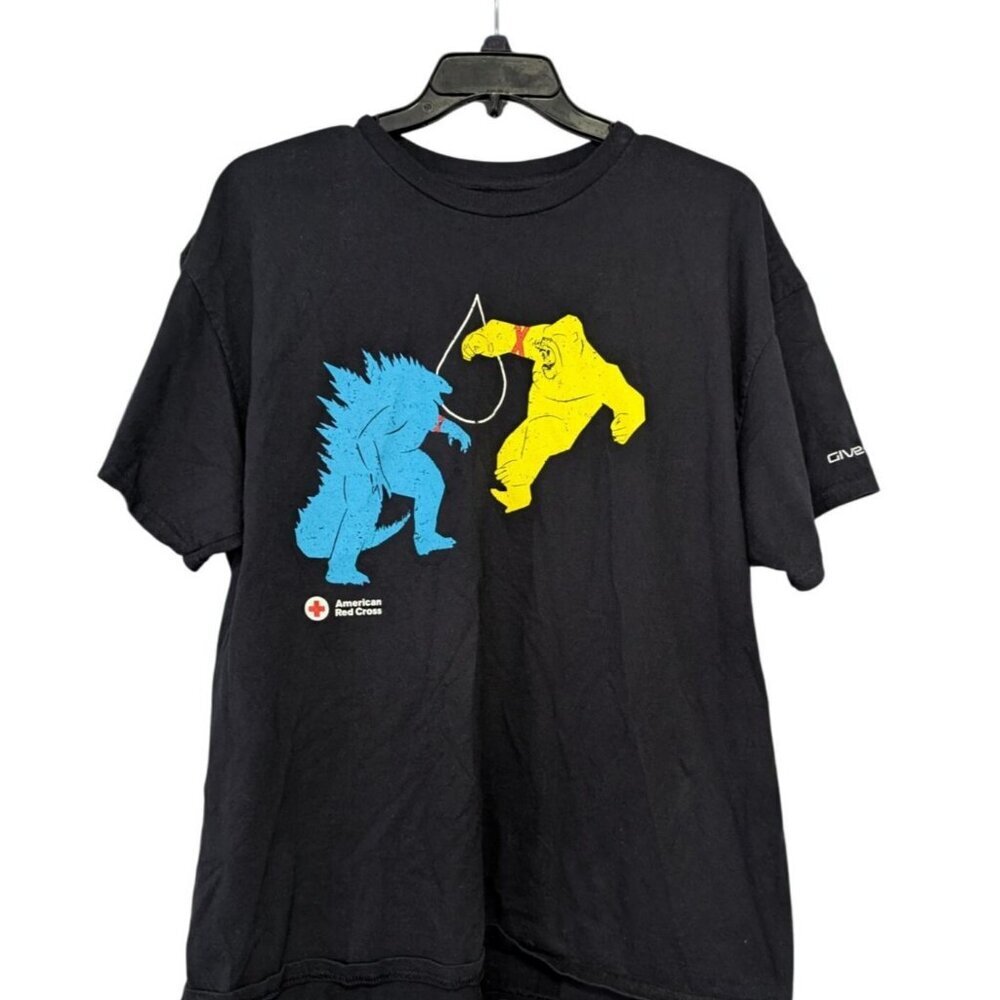 Red Cross Godzilla Vs Kong The New Empire Black Graphic Tee Shirt Adult L XL